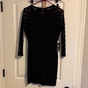 Express Black Dress with Patterned Sleeves